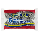 Super Bright 6 Stainless Steel Scourers  Adomoo